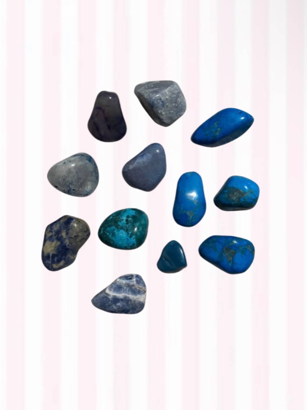 set of Blue handheld pocket sized crystals